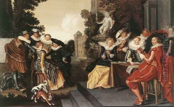 Music-Making Company on a Terrace c. 1620 Oil Painting by Dirck Hals