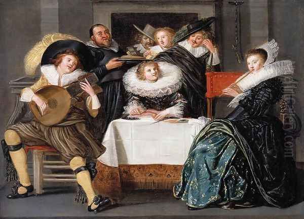 A Merry Company Making Music 1623 Oil Painting by Dirck Hals