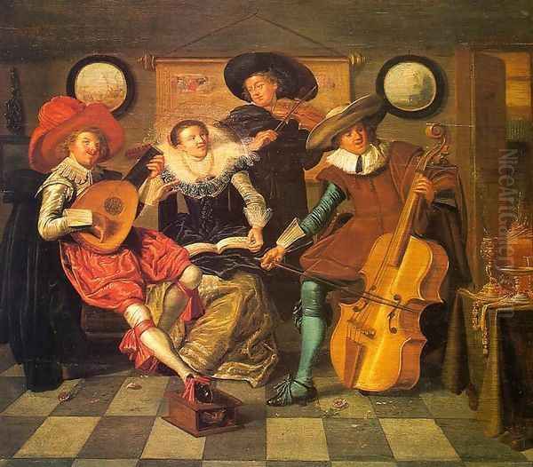 Musicians 1623 Oil Painting by Dirck Hals