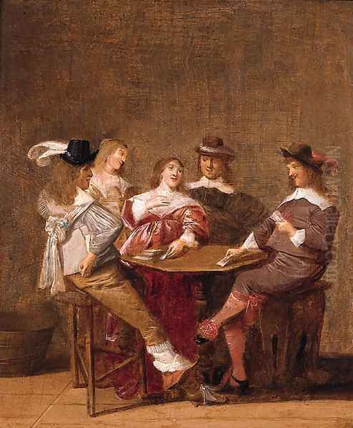 A company at table engaged in a game of cards Oil Painting by Dirck Hals