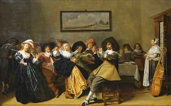 Elegant company merry making in an interior Oil Painting by Dirck Hals