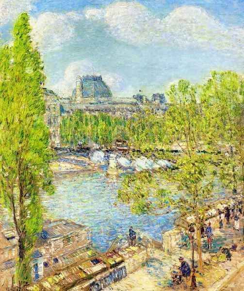 April, Quai Voltaire, Paris Oil Painting by Frederick Childe Hassam