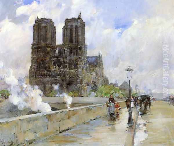 Notre Dame Cathedral, Paris, 1888 Oil Painting by Frederick Childe Hassam