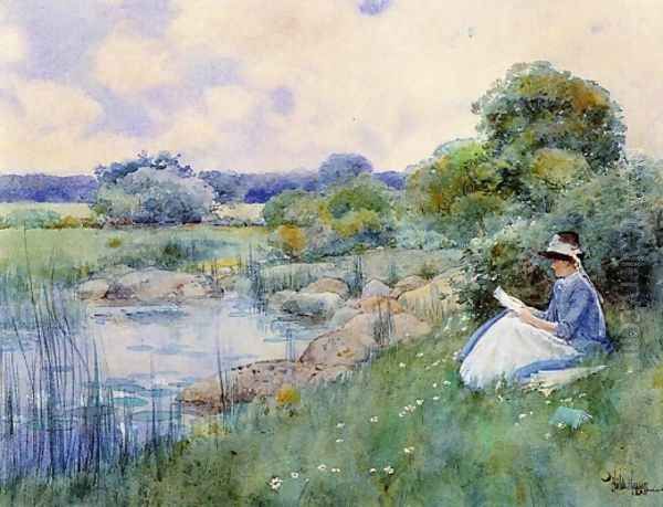 Woman Reading Oil Painting by Frederick Childe Hassam