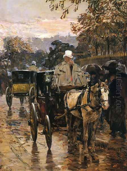 Hackney Carriage, Rue Bonaparte Oil Painting by Frederick Childe Hassam