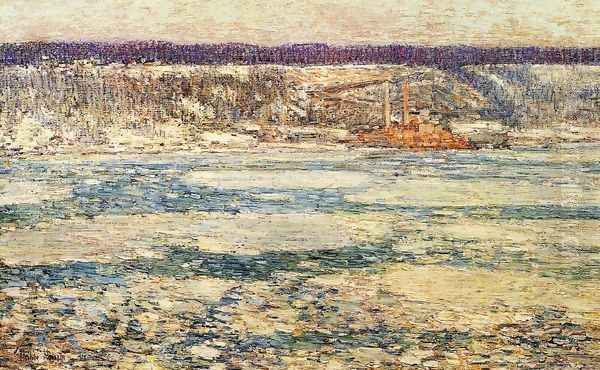 Ice on the Hudson Oil Painting by Frederick Childe Hassam