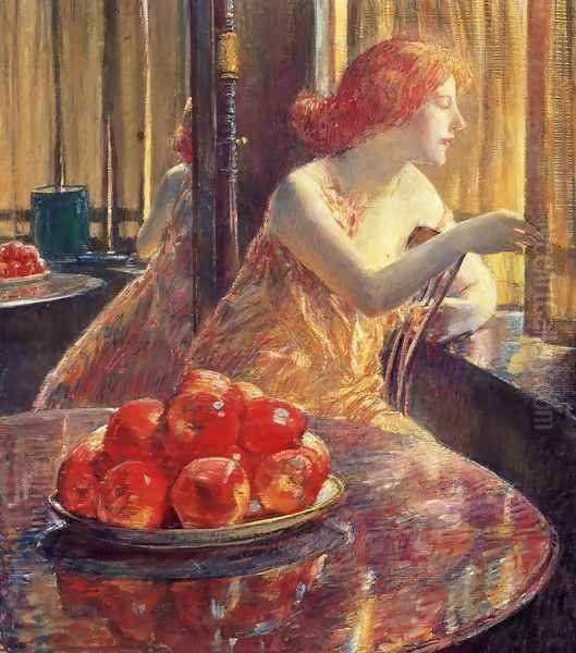 Reflections (Kitty Hughes) Oil Painting by Frederick Childe Hassam