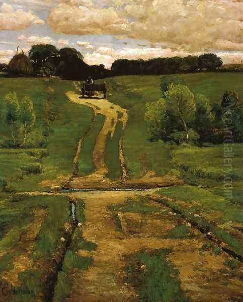 A Back Road Oil Painting by Frederick Childe Hassam