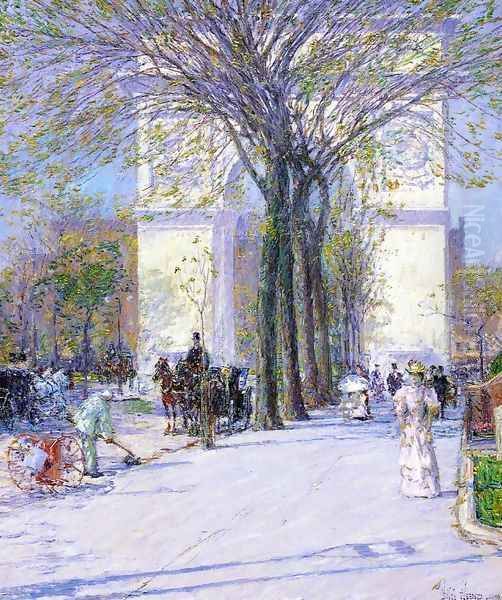 Washington Arch, Spring Oil Painting by Frederick Childe Hassam