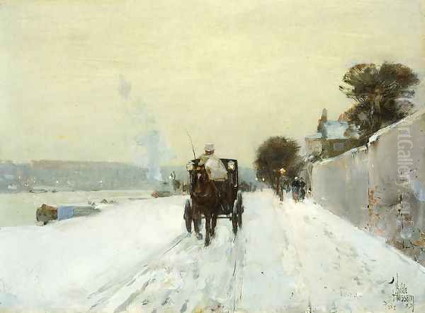 Along the Seine Oil Painting by Frederick Childe Hassam