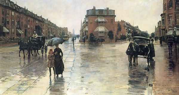 Rainy Day, Boston Oil Painting by Frederick Childe Hassam