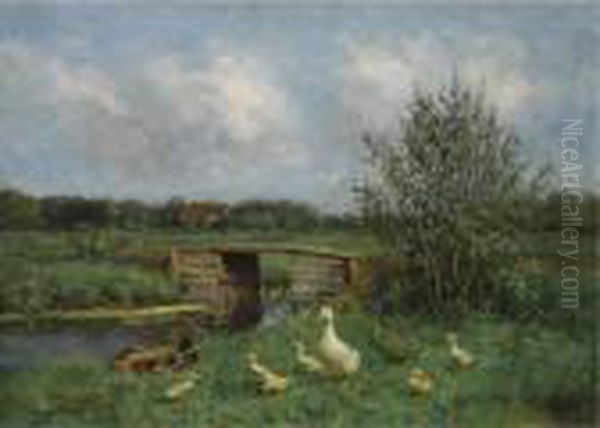 Ducks On The Waterfront by David Adolf Constant Artz