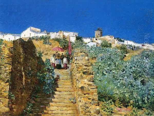 Church Procession, Spanish Steps Oil Painting by Frederick Childe Hassam