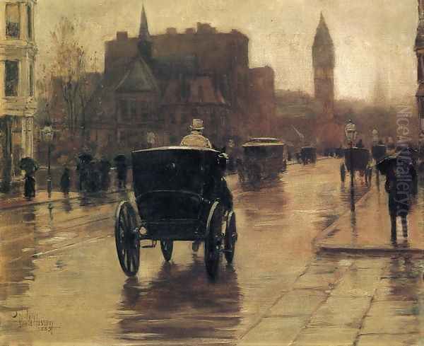 Columbus Avenue, Rainy Day Oil Painting by Frederick Childe Hassam