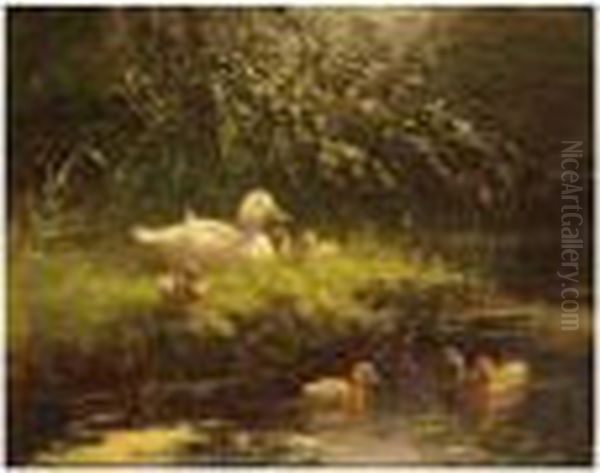 First Swim Oil Painting by David Adolf Constant Artz