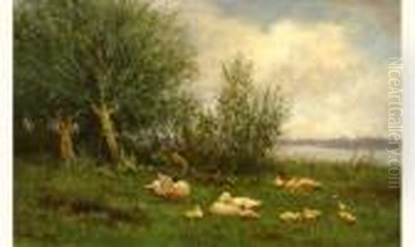 La Mare Aux Canards Oil Painting by David Adolf Constant Artz