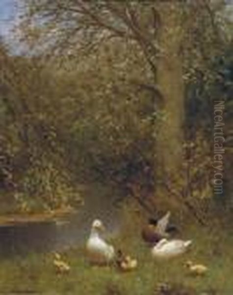 Under A Tree On The Riverbank Oil Painting by David Adolf Constant Artz