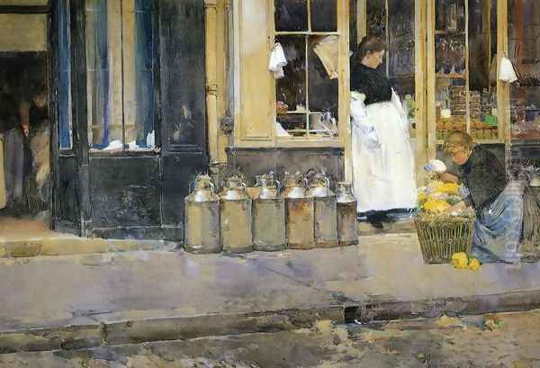 La Bouquetiere et la Latiere Oil Painting by Frederick Childe Hassam