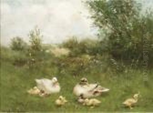 Ducks In The Dunes Oil Painting by David Adolf Constant Artz