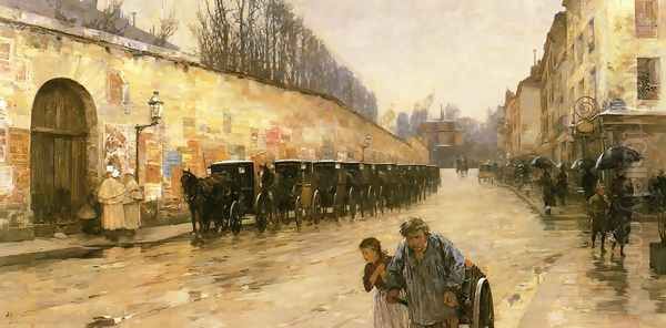 Cab Station, Rue Bonaparte Oil Painting by Frederick Childe Hassam