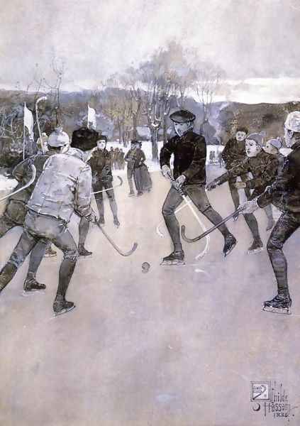 Skating Oil Painting by Frederick Childe Hassam