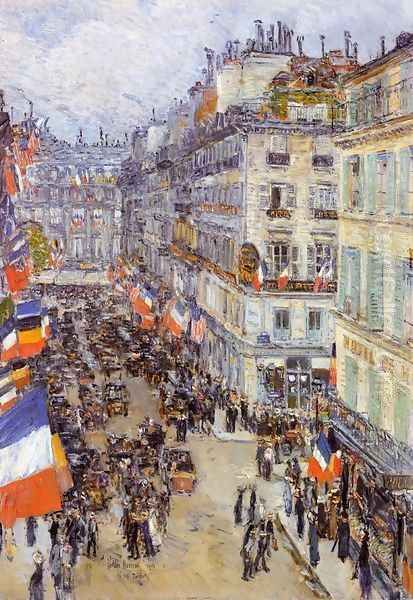 July Fourteenth, Rue Daunou Oil Painting by Frederick Childe Hassam