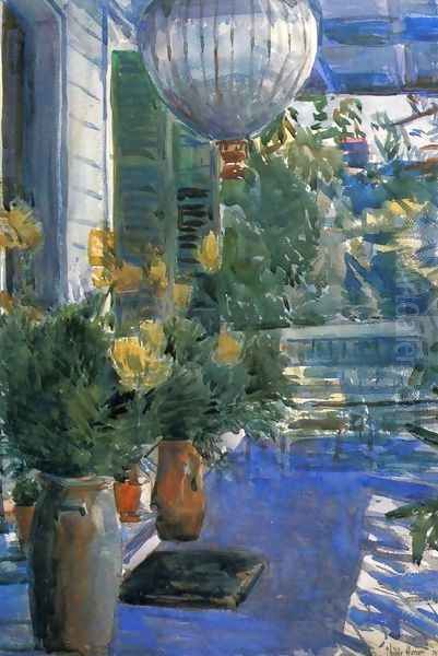 Veranda of the Old House Oil Painting by Frederick Childe Hassam