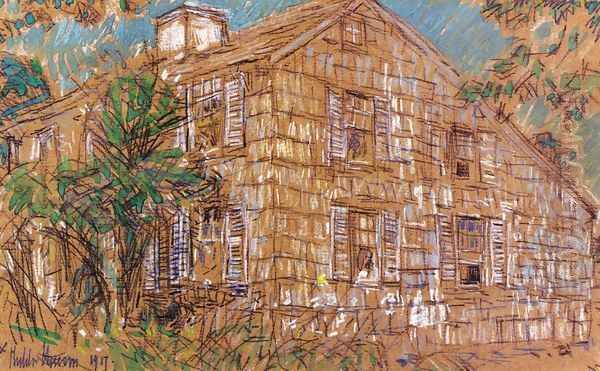 Home Sweet Home Cottage Oil Painting by Frederick Childe Hassam