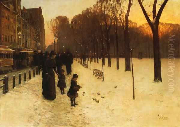 Boston Common at Twilight Oil Painting by Frederick Childe Hassam