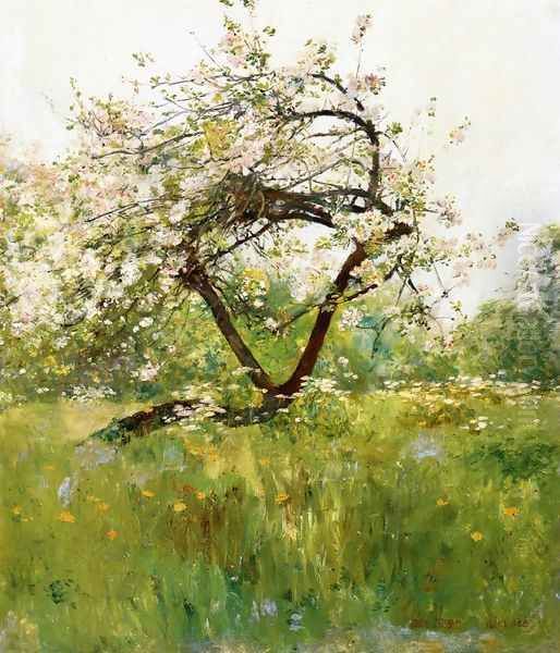 Peach Blossoms - Villiers-le-Bel Oil Painting by Frederick Childe Hassam