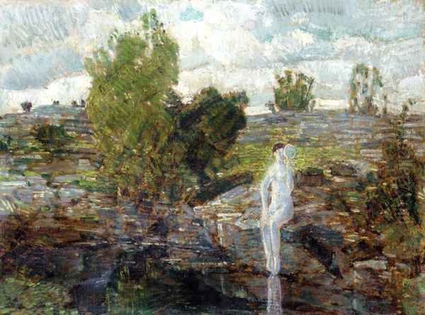 The Quarry Pool, Folly Cove, Cape Ann Oil Painting by Frederick Childe Hassam