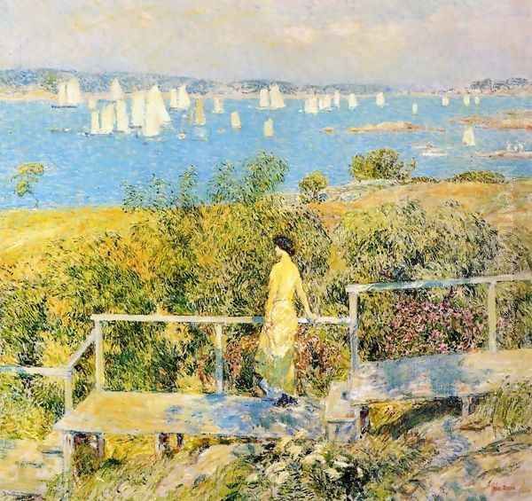 Yachts, Gloucester Harbor Oil Painting by Frederick Childe Hassam