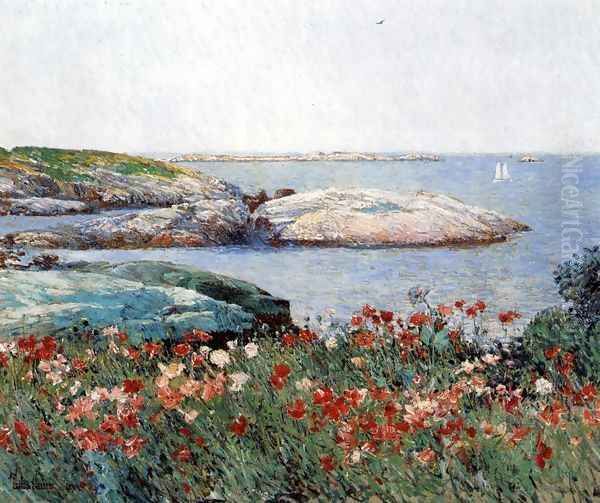 Poppies, Isles of Shoals I Oil Painting by Frederick Childe Hassam