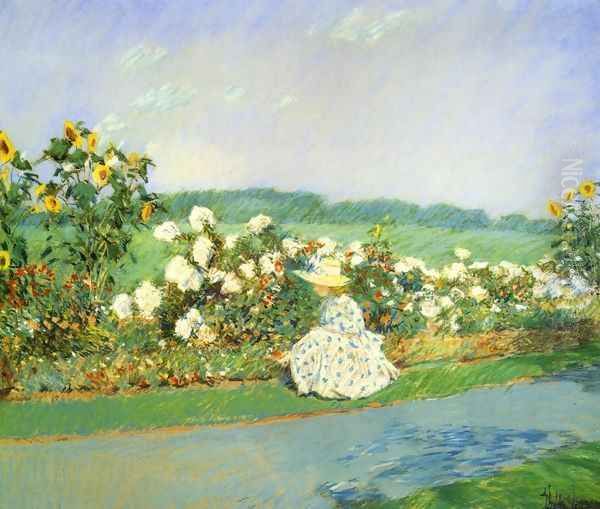 Summertime Oil Painting by Frederick Childe Hassam