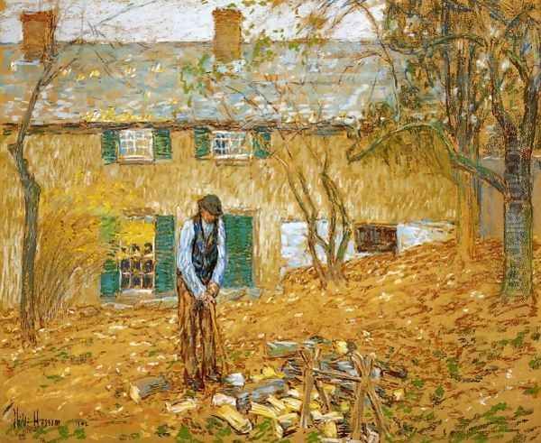 Woodchopper Oil Painting by Frederick Childe Hassam