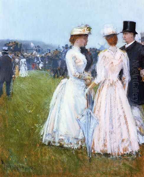 At the Grand Prix in Paris Oil Painting by Frederick Childe Hassam