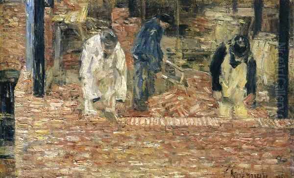 The Bricklayers Oil Painting by Frederick Childe Hassam