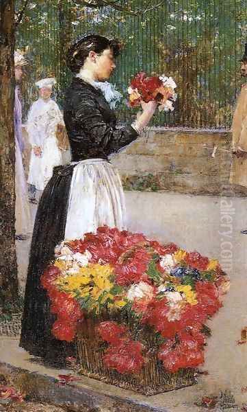 Flower Girl Oil Painting by Frederick Childe Hassam