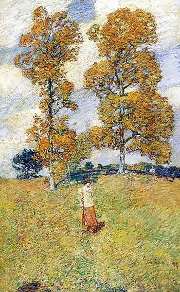 The Two Hickory Trees Oil Painting by Frederick Childe Hassam