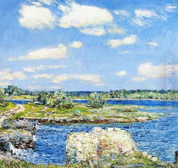 Mill Site and Old Todal Dam, Cos Cob Oil Painting by Frederick Childe Hassam