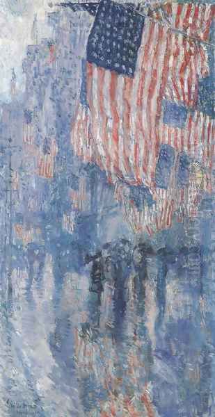 The Avenue In The Rain 1917 Oil Painting by Frederick Childe Hassam