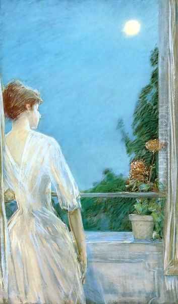 On the Balcony Oil Painting by Frederick Childe Hassam