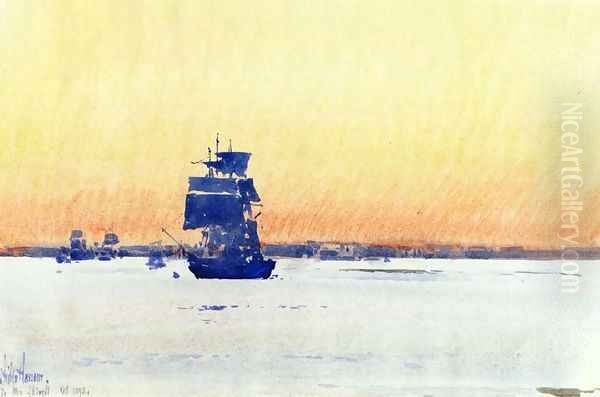 Sailing Ship Locked in Ice1 Oil Painting by Frederick Childe Hassam