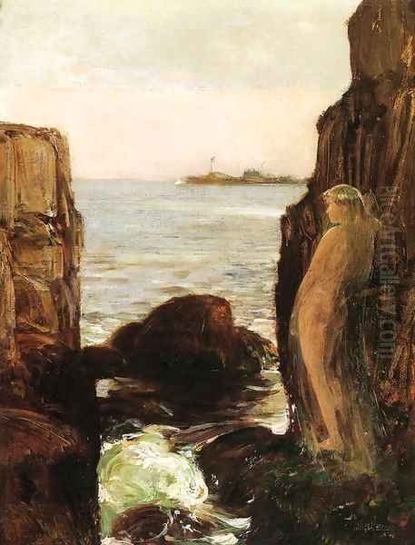 Nymph on a Rocky Ledge Oil Painting by Frederick Childe Hassam