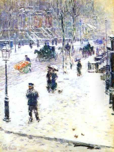 Fifth Avenue in Winter1 Oil Painting by Frederick Childe Hassam