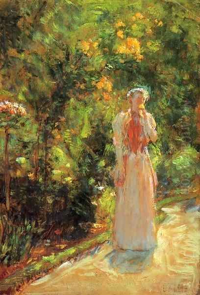 Mrs. Hassam in the Garden Oil Painting by Frederick Childe Hassam