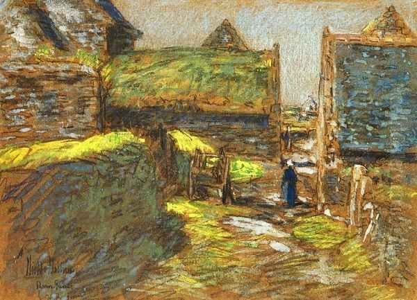 Brittany Barns Oil Painting by Frederick Childe Hassam