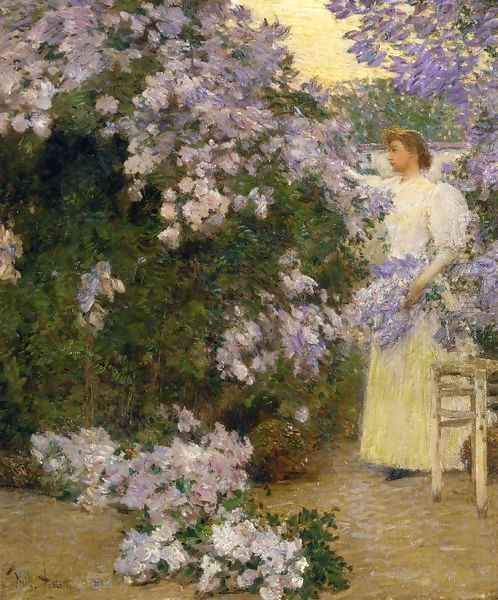 Mrs. Hassam in the Garden1 Oil Painting by Frederick Childe Hassam