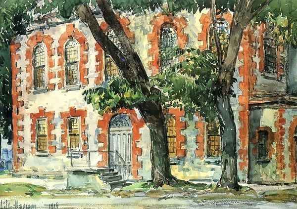 Old Dutch Building, Fishkill, New York Oil Painting by Frederick Childe Hassam