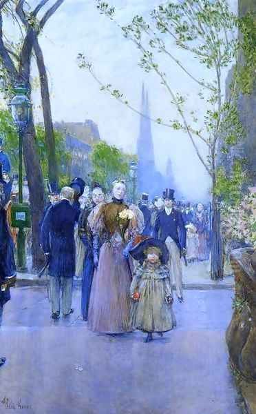 Sunday on Fifth Avenue (also known as Fifth Avenue, Church Parade) Oil Painting by Frederick Childe Hassam